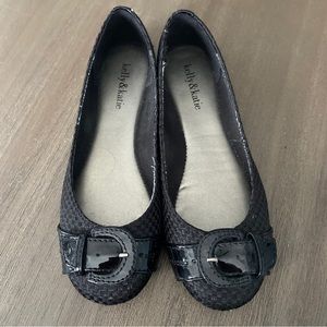 3/$20 Kelly & Katie Black Buckle Flats size 7